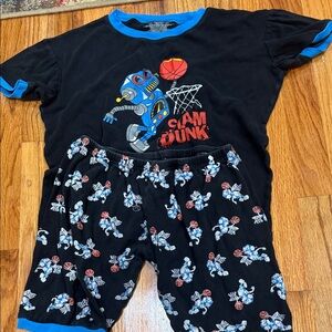 Black and Blue Robot Basketball Pajama Set